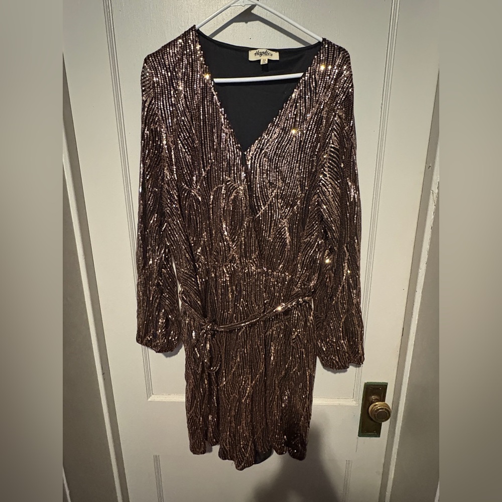 Haptics Long Sleeve Sequin Romper